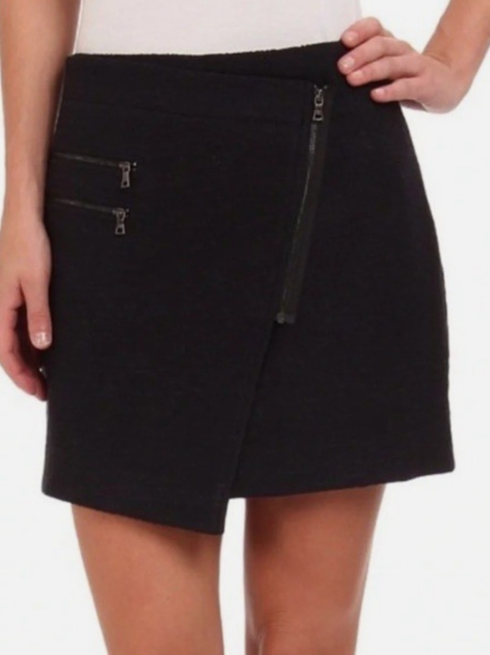 Madewell Black Moto Zip Wrap Mini Skirt